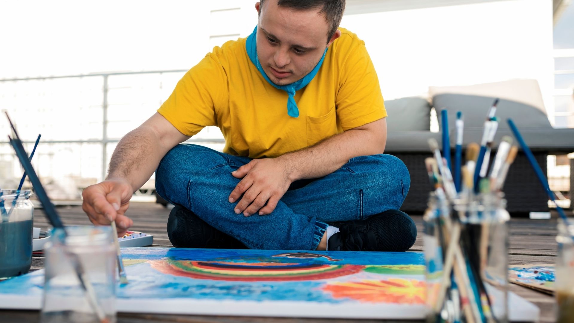 Lonely man painting Lonely man painting